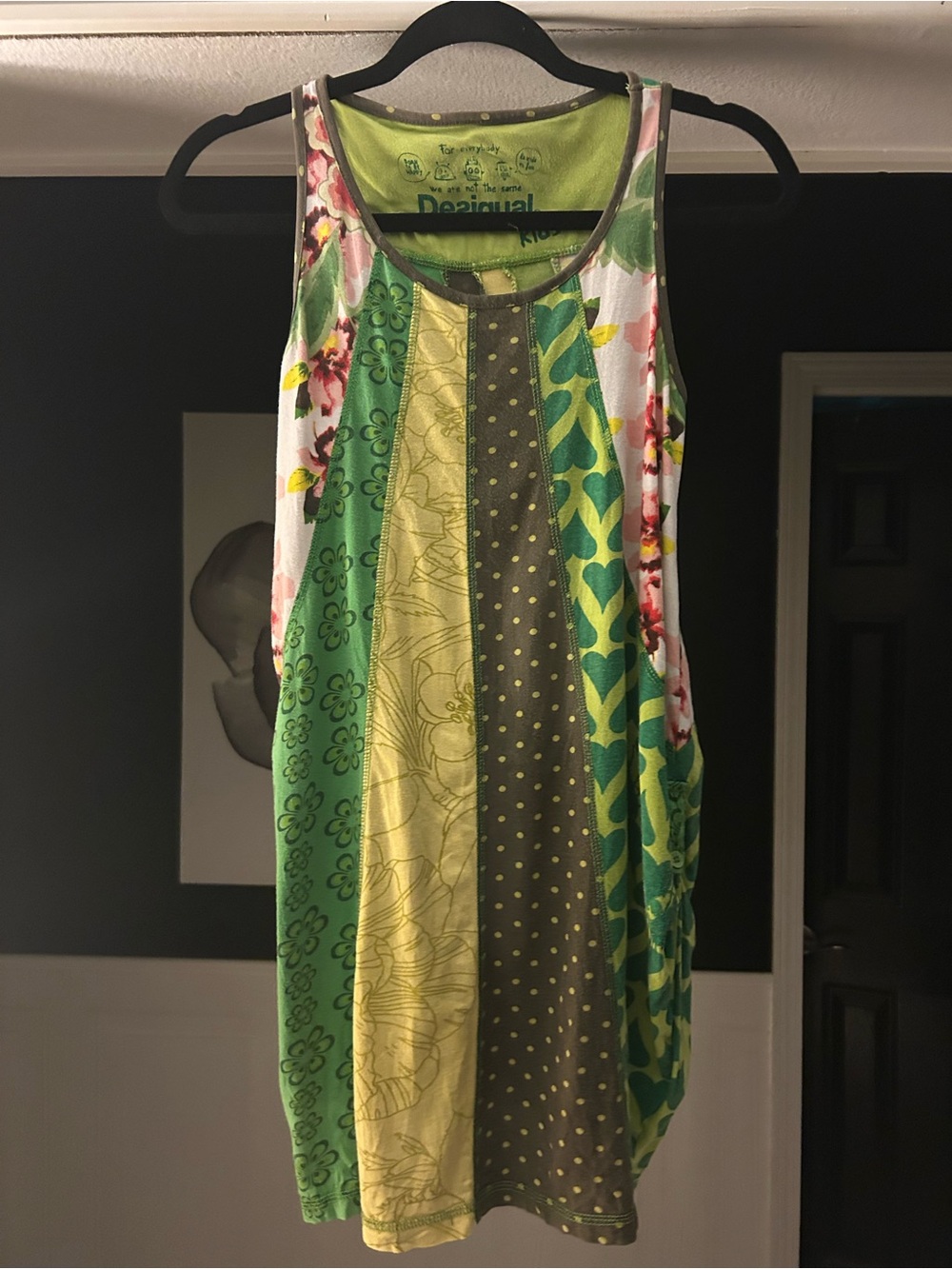 Desigual Green Multi-Panel Sleeveless Mini Dress
